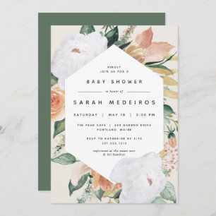 Boho Blooms Modern Floral Baby Shower Invitation