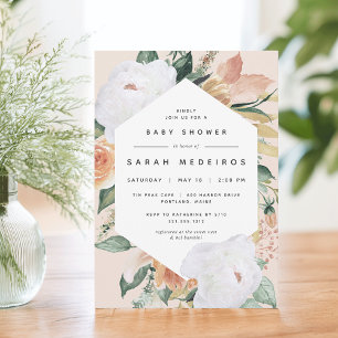 Boho Blooms Modern Floral Baby Shower Invitation