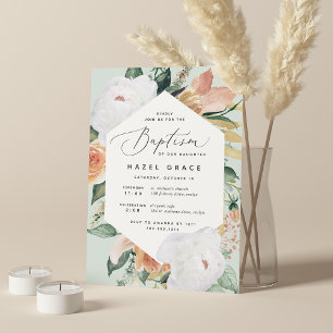Boho Blooms   Modern Floral Baptism Invitation
