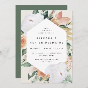 Boho Blooms Modern Floral Bridesmaids Brunch Invitation