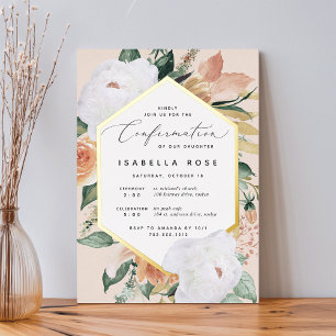 Boho Blooms Modern Floral Confirmation Foil Invitation