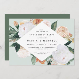 Boho Blooms Modern Floral Engagement Party Invitation