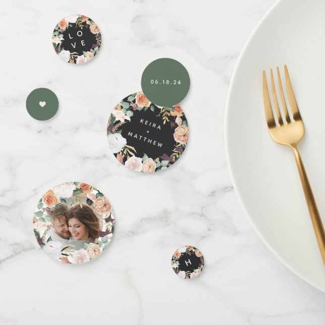 Boho Blooms Modern Floral Personalized Wedding Confetti (Group)