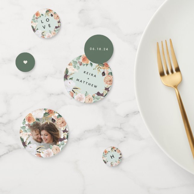 Boho Blooms Modern Floral Personalized Wedding Confetti (Group)