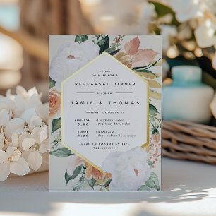 Boho Blooms Modern Floral Rehearsal Dinner Foil Invitation