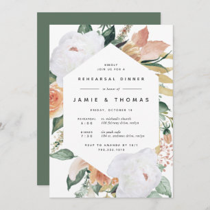 Boho Blooms   Modern Floral Rehearsal Dinner Invitation
