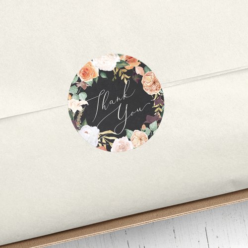 Boho Blooms Modern Floral Thank You Favor Classic Round Sticker