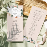 Boho Blooms Modern Floral Wedding Ceremony Program<br><div class="desc">Our boho chic wedding program features your ceremony details in modern lettering, adorned with pastel watercolor flowers and foliage in soft desert inspired earth tone shades of peach, sage green, white, and ivory. Reverse side lists the members of your wedding party with easily editable text fields. Coordinates with our Boho...</div>