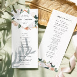 Boho Blooms Modern Floral Wedding Ceremony Program<br><div class="desc">Our boho chic wedding program features your ceremony details in modern lettering, adorned with pastel watercolor flowers and foliage in soft desert inspired earth tone shades of peach, sage green, white, and ivory. Reverse side lists the members of your wedding party with easily editable text fields. Coordinates with our Boho...</div>