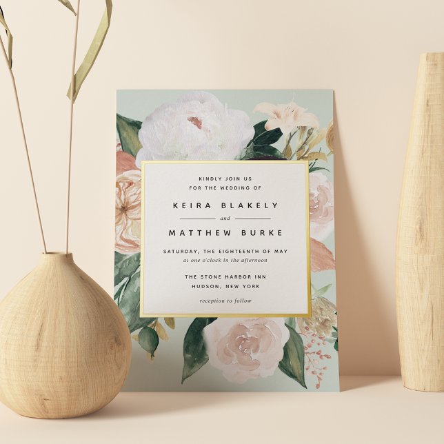Boho Blooms Modern Floral Wedding Foil Invitation (Creator Uploaded)