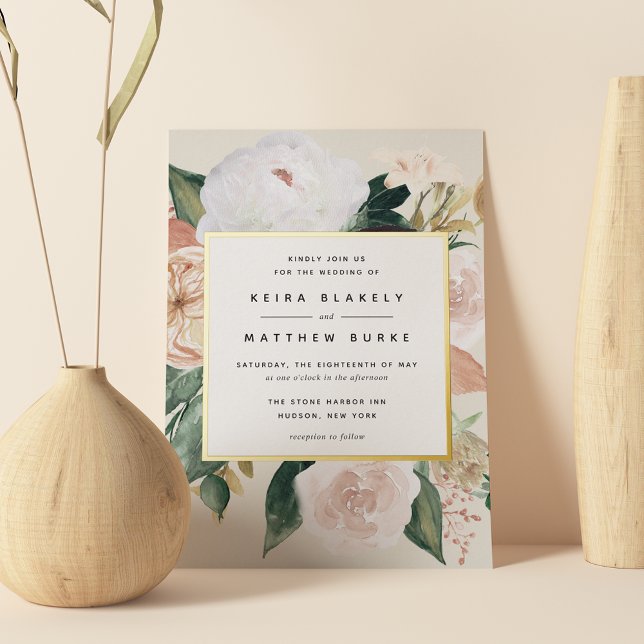 Boho Blooms Modern Floral Wedding Foil Invitation (Creator Uploaded)