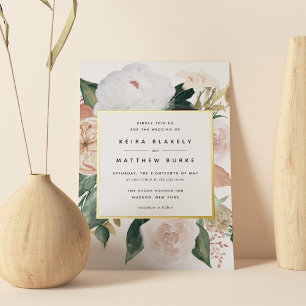 Boho Blooms Modern Floral Wedding Foil Invitation