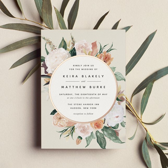 Boho Blooms Modern Floral Wedding Foil Invitation (Creator Uploaded)