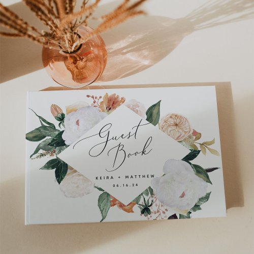 Boho Blooms Modern Floral Wedding Guest Book