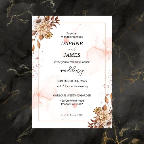 Boho Blooms Modern Floral Wedding Invitation