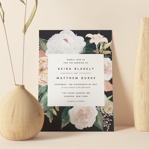 Boho Blooms  Modern Floral Wedding Invitation