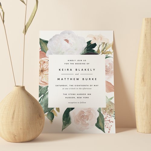 Boho Blooms  Modern Floral Wedding Invitation