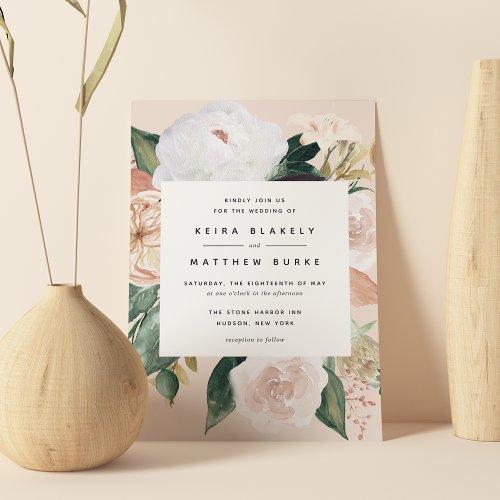 Boho Blooms  Modern Floral Wedding Invitation