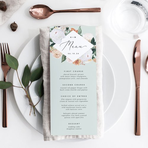 Boho Blooms Modern Floral Wedding Menu