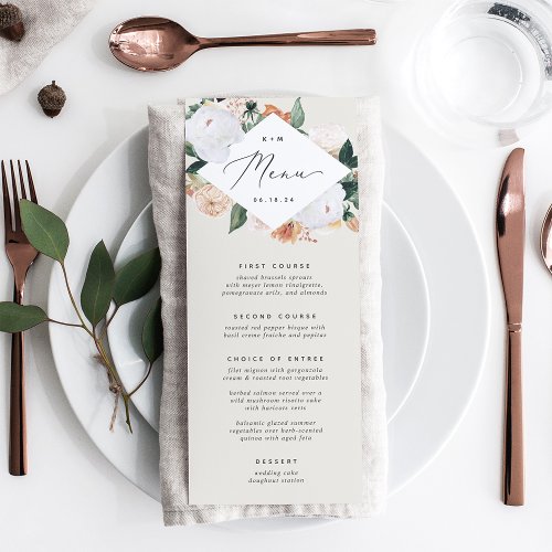 Boho Blooms Modern Floral Wedding Menu