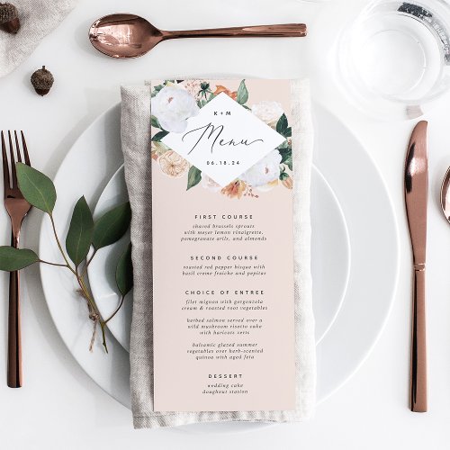 Boho Blooms Modern Floral Wedding Menu