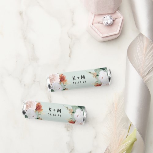 Boho Blooms Modern Floral Wedding Monogram Breath Savers Mints