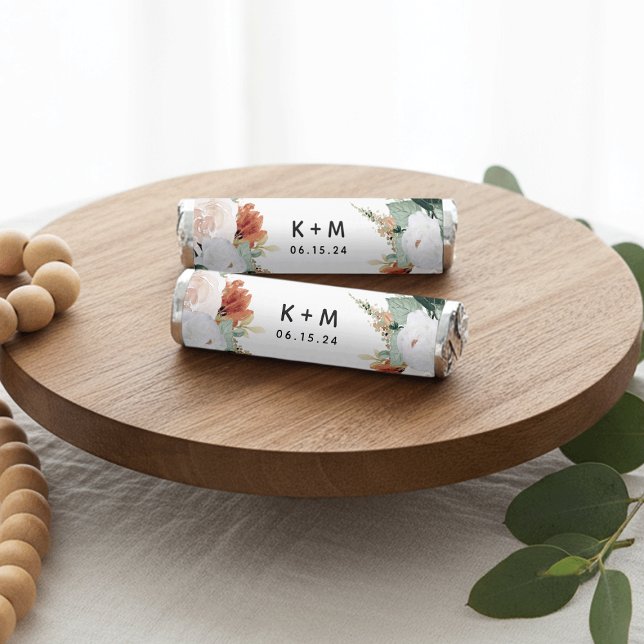 Boho Blooms Modern Floral Wedding Monogram Breath Savers® Mints (Creator Uploaded)