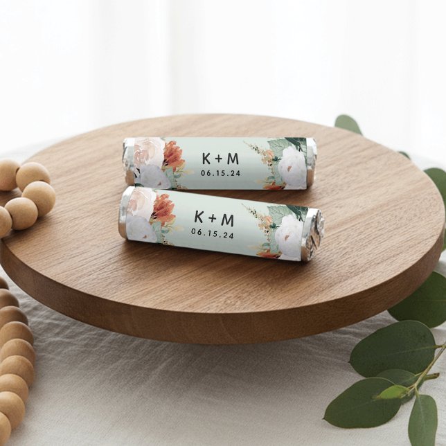 Boho Blooms Modern Floral Wedding Monogram Breath Savers® Mints (Creator Uploaded)
