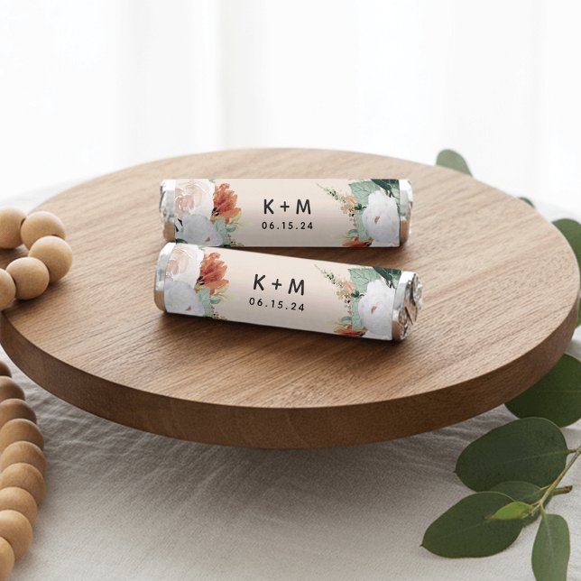 Boho Blooms Modern Floral Wedding Monogram Breath Savers® Mints (Creator Uploaded)