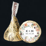 Boho Blooms Modern Floral Wedding Monogram Hershey®'s Kisses®<br><div class="desc">Delight your guest with a sweet treat with these boho chic event or wedding favor candies. Design features a round watercolor wreath of sage green botanical foliage and pastel earth tone flowers in shades of peach, ivory, and white, framing your initials or monogram and event date in modern lettering. Designed...</div>