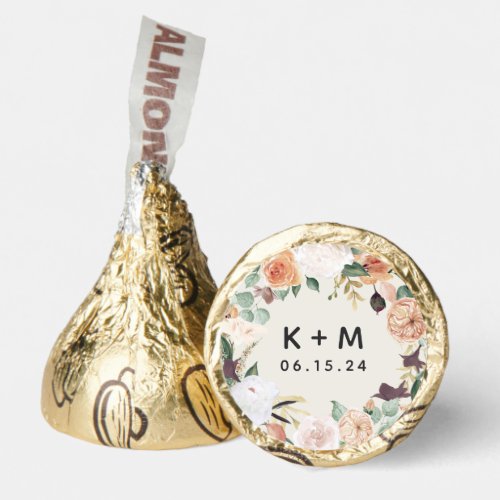 Boho Blooms Modern Floral Wedding Monogram Hersheys Kisses