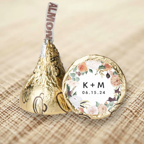 Boho Blooms Modern Floral Wedding Monogram Hershey&#174;'s Kisses&#174;