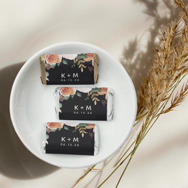 Boho Blooms Modern Floral Wedding Monogram Hershey's Miniatures (Creator Uploaded)