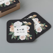 Boho Blooms Modern Floral Wedding Monogram Square Paper Coaster at Zazzle