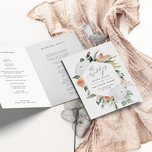 Boho Blooms Modern Floral Wedding Program