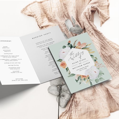 Boho Blooms Modern Floral Wedding Program