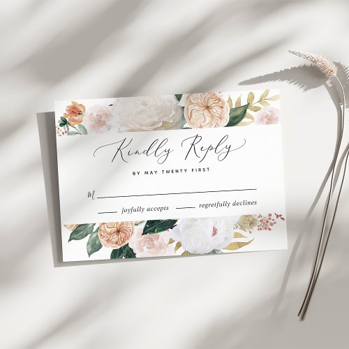 Boho Blooms Modern Floral Wedding RSVP Card