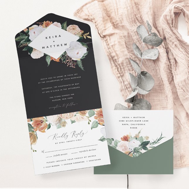 Boho Blooms | Modern Geometric Floral Wedding All In One Invitation (Creator Uploaded)