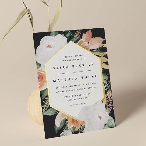 Boho Blooms Modern Geometric Floral Wedding Foil Invitation