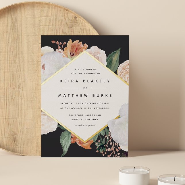 Boho Blooms | Modern Geometric Floral Wedding Foil Invitation (Creator Uploaded)