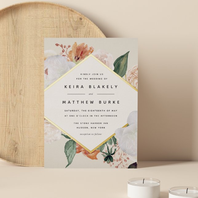 Boho Blooms | Modern Geometric Floral Wedding Foil Invitation (Creator Uploaded)