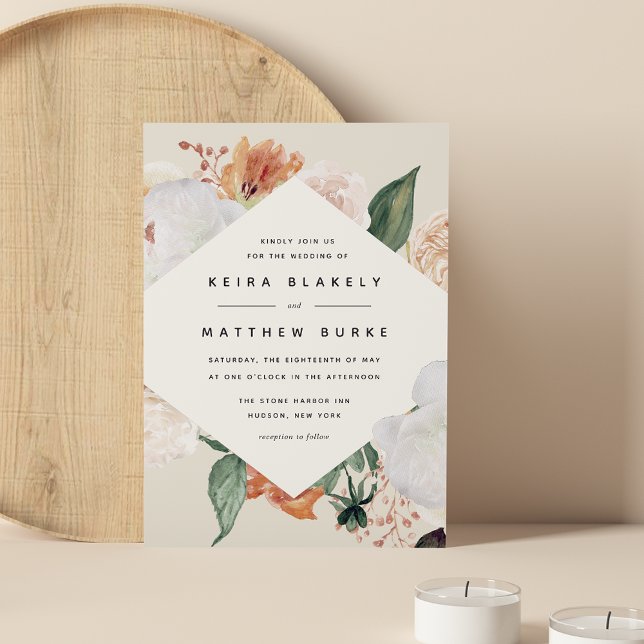 Boho Blooms | Modern Geometric Floral Wedding Invitation (Creator Uploaded)