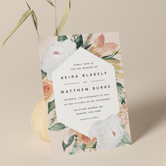 Boho Blooms | Modern Geometric Floral Wedding Invitation (Creator Uploaded)