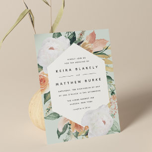 Boho Blooms Modern Geometric Floral Wedding Invitation