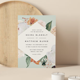 Boho Blooms   Modern Geometric Floral Wedding Invitation