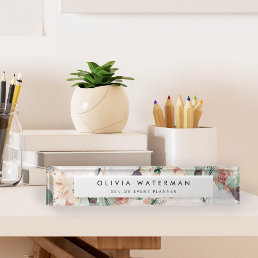 Boho Blooms | Modern Watercolor Floral Desk Name Plate
