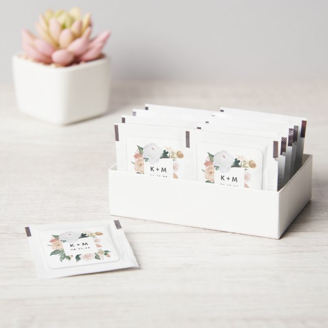 Boho Blooms Personalized Wedding Monogram Hand Sanitizer Packet (Insitu)