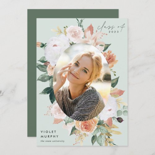 Boho Blooms  Photo Graduation Announcement