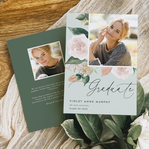 Boho Blooms  Photo Graduation Announcement