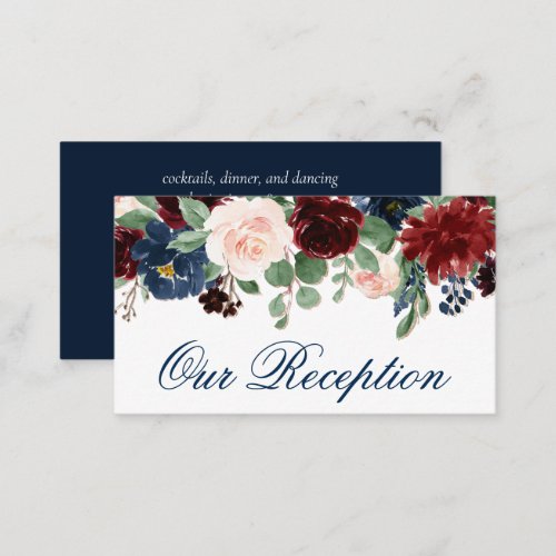 Boho Blooms  Rustic Navy and Burgundy Garland Enclosure Card